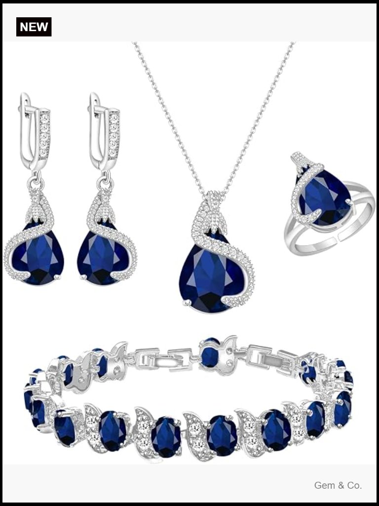Women's Cubic Zirconia Jewelry Set - Earrings Necklace Ring Bracelet Gift
